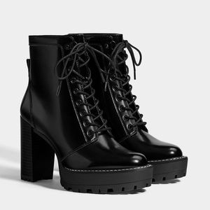bershka platform high-heel ankle boots